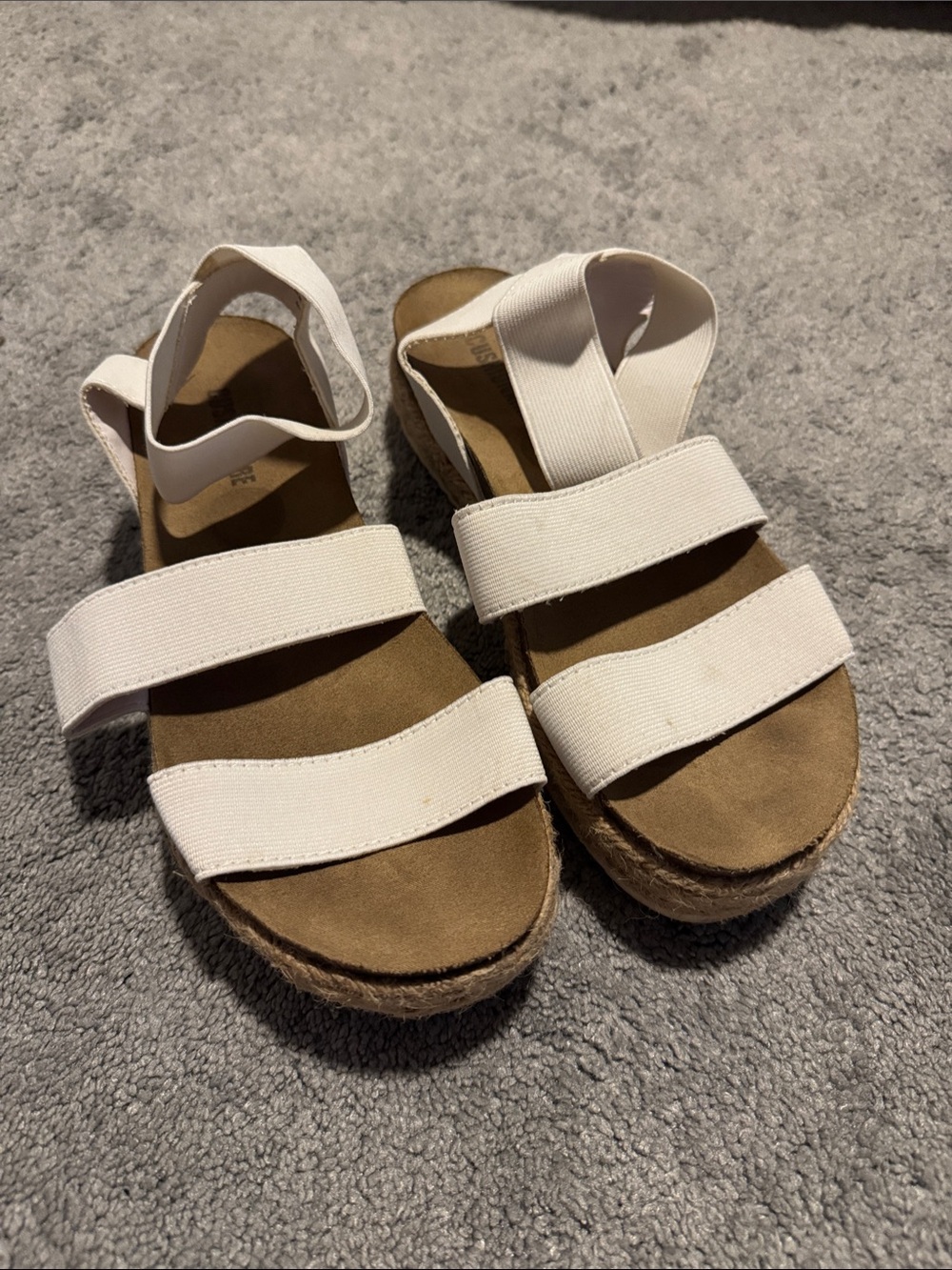 Women’s White Elastic-Strap Platform Sandals